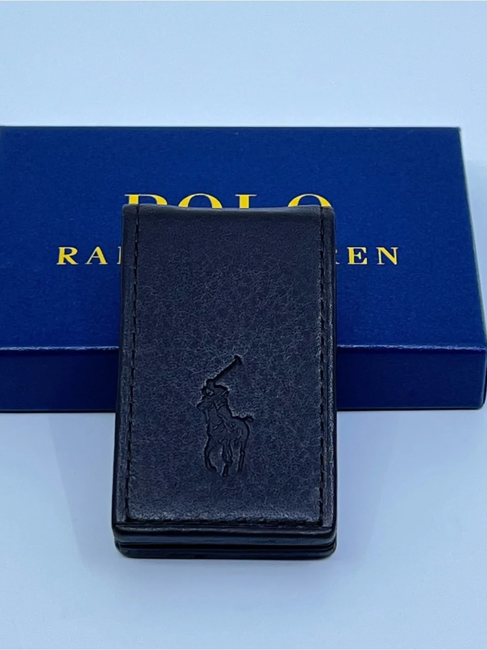 Polo Ralph Lauren Men's Pebbled Leather Money Clip | Dark Brown